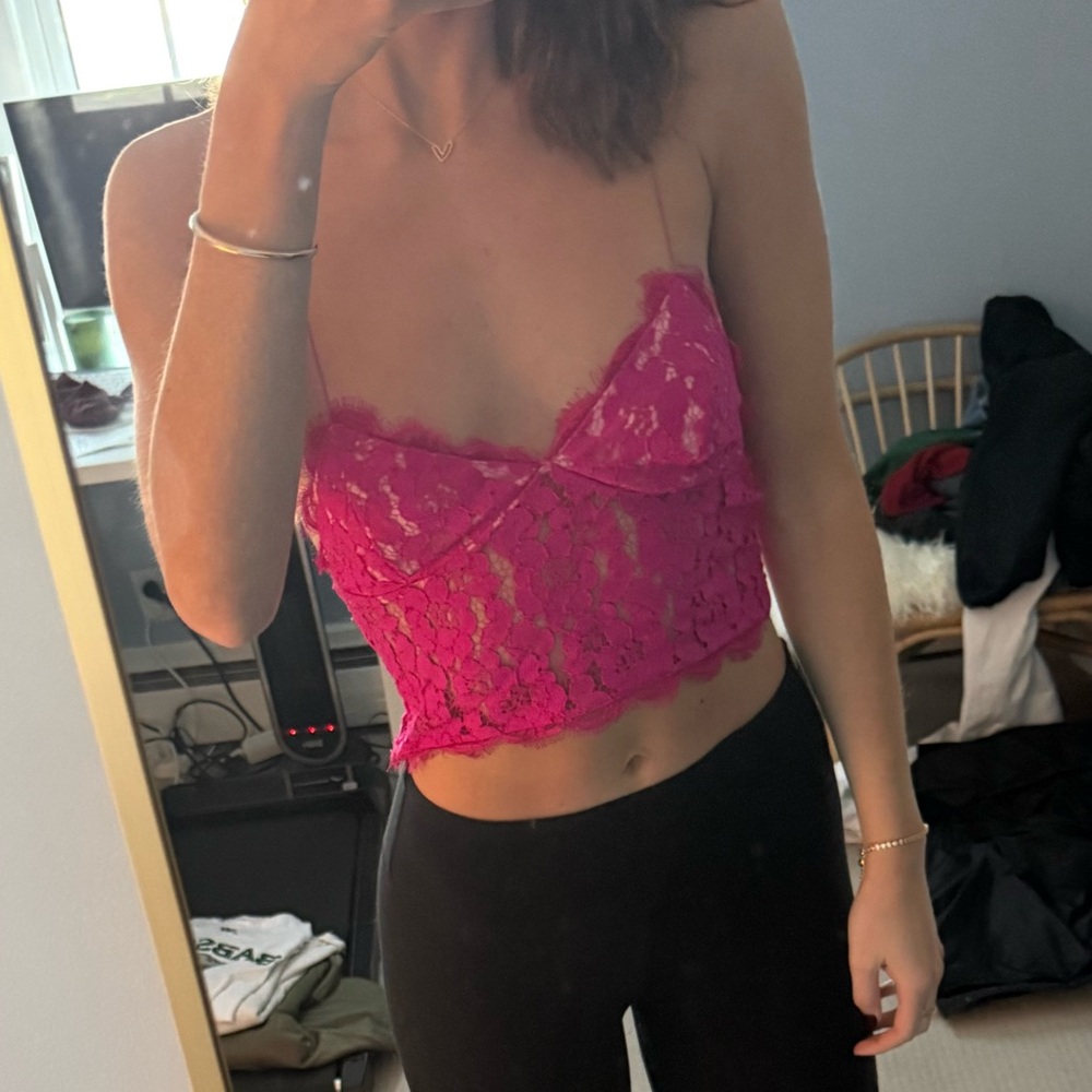Pink Lace Crop Top